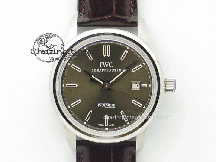 MIROTIME 0113 SmartChoice Mark XVIII IW327006 Titanium M+F 1:1 Best Edition Black Dial on Brown Leather Strap A 7145